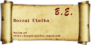 Bozzai Etelka névjegykártya